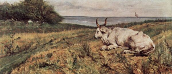 Lying Cow by Giovanni Fattori, hand-painted oil painting reproduction
