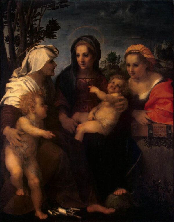 Madonna and Child with Sts Catherine, Elisabeth and John the Baptist by Andrea del Sarto, hand-painted oil painting reproduction