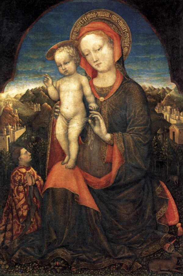 Madonna and Child Adored by Lionello d’Este by Jacopo Bellini, hand-painted oil painting reproduction