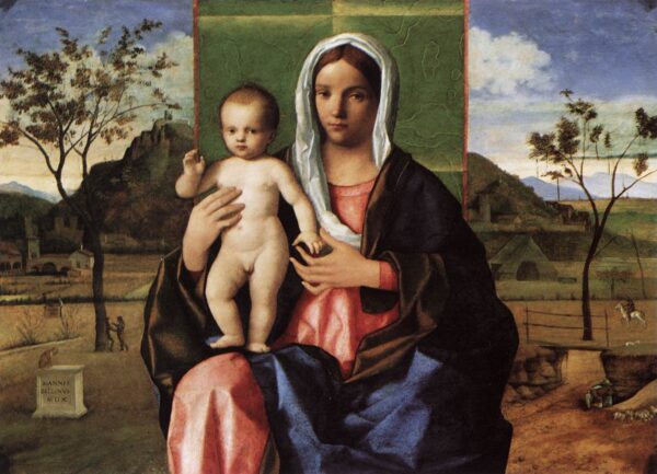 Madonna and Child Blessing by Giovanni Bellini, hand-painted oil painting reproduction