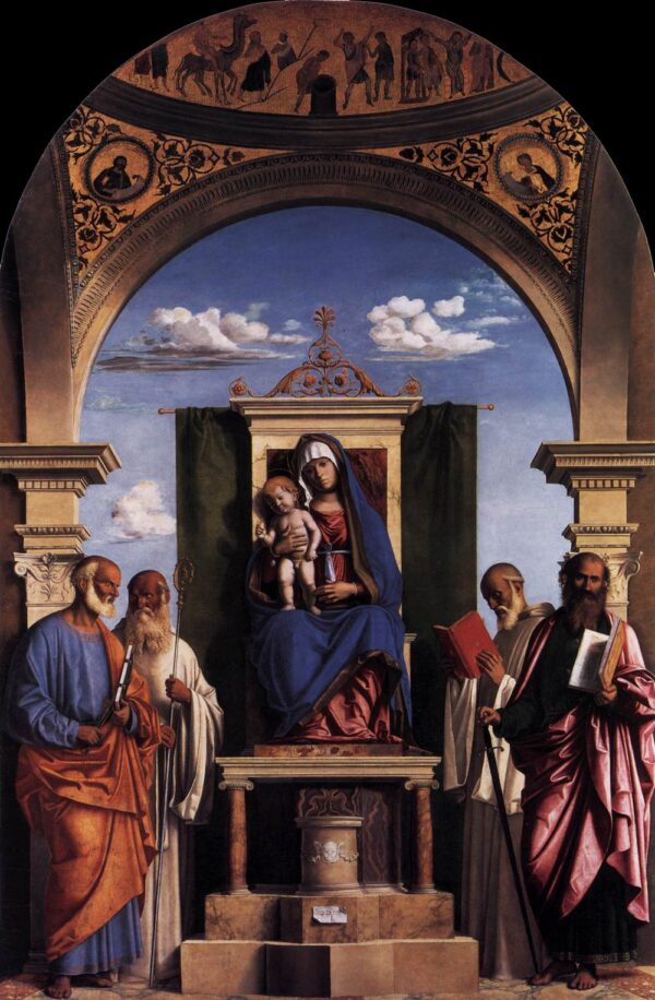 Madonna and Child Enthroned with Saints by Cima da Conegliano, hand-painted oil painting reproduction