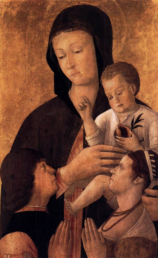 Madonna and Child with Donors by Gentile Bellini, hand-painted oil reproduction