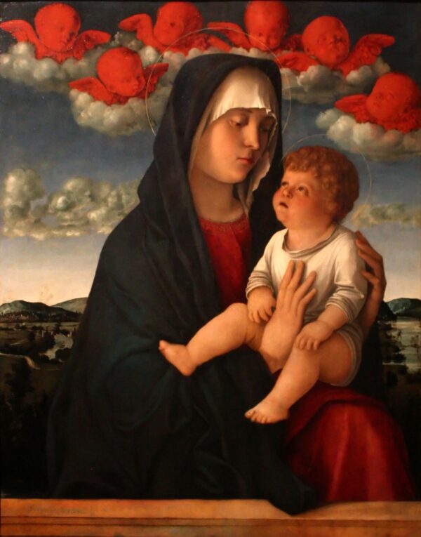 Madonna and Child with Red Cherubs by Giovanni Bellini, hand-painted oil painting reproduction