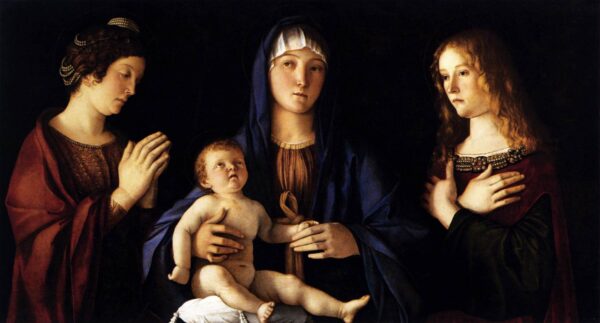 Madonna and Child with Two Saints by Giovanni Bellini, hand-painted oil painting reproduction