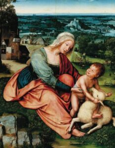 Madonna and Child with the Lamb by Quentin Massys, hand-painted oil painting reproduction