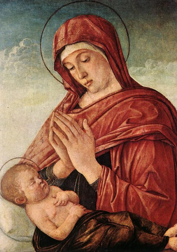 Madonna in Adoration of the Sleeping Child by Giovanni Bellini, hand-painted oil painting reproduction