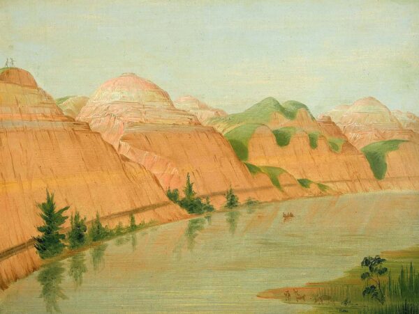 Magnificent Clay Bluffs, 1800 Miles above St. Louis by George Catlin, hand-painted oil painting reproduction