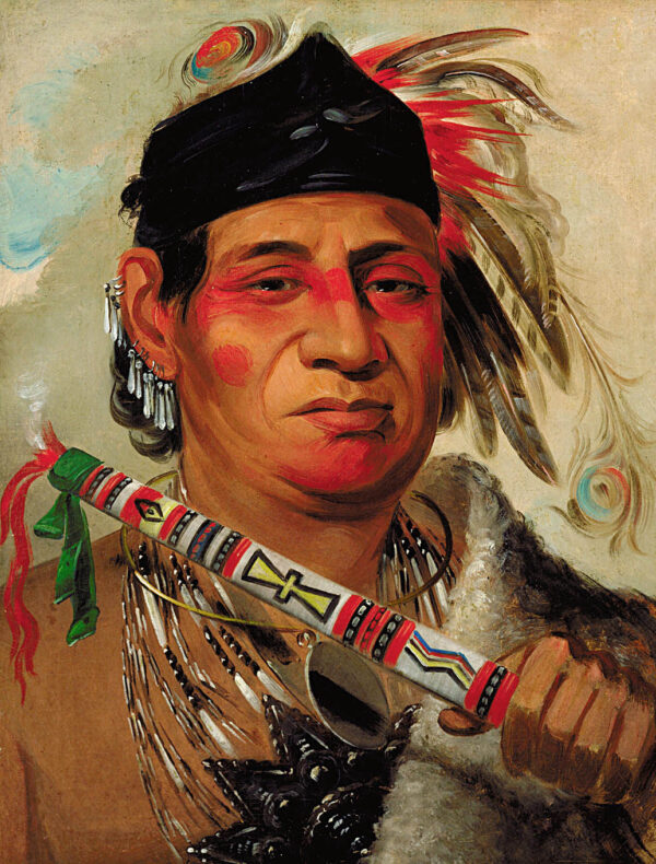 Mah kee mee teuv, Grizzly Bear, Chief of the Tribe by George Catlin, hand-painted oil painting reproduction