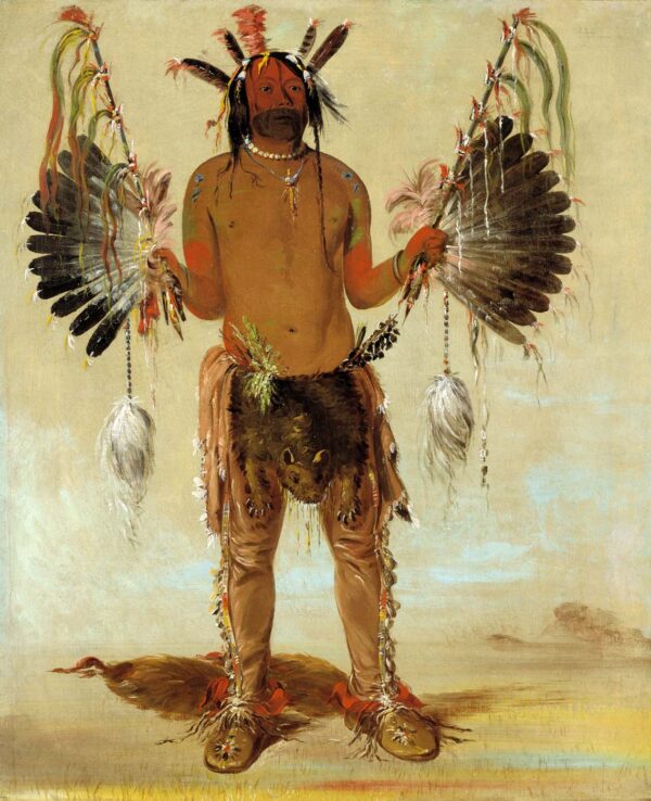 Mah to he ha, Old Bear, a Medicine Man by George Catlin, hand-painted oil painting reproduction