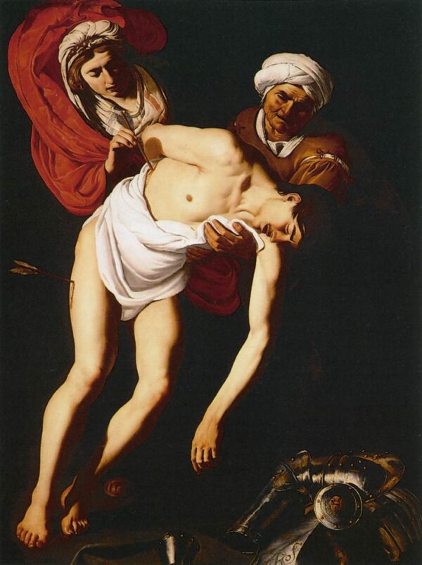 St Sebastian Attended by St Irene and Her Maid by Dirck van Baburen, hand-painted oil painting reproduction