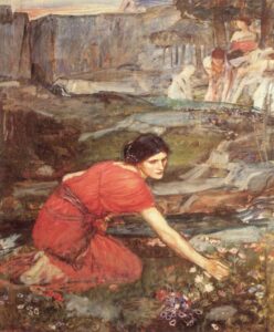 Maidens picking Flowers by a Stream by John William Waterhouse, hand-painted oil painting reproduction