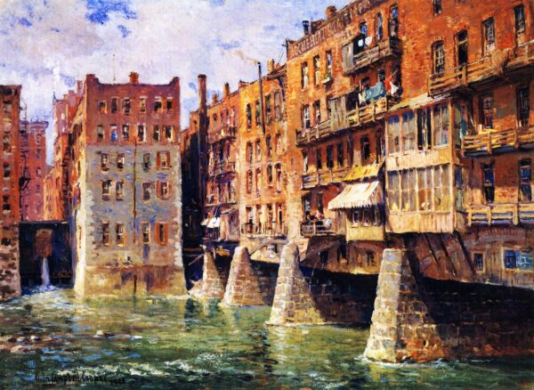 Main Street Bridge Rochester by Colin Campbell Cooper, hand-painted oil painting reproduction