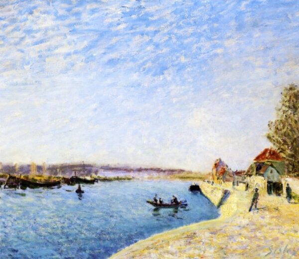 Saint-Mammes and the Banks of the Loing by Alfred Sisley, hand-painted oil painting reproduction