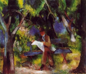 Man Reading In The Park by August Macke, hand-painted oil painting reproduction