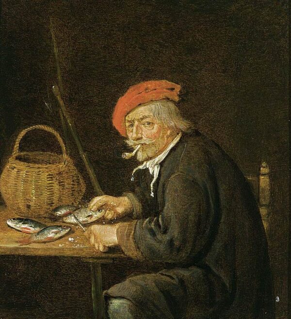 Man Scaling Fish by Quiringh van Brekelenkam, hand-painted oil painting reproduction