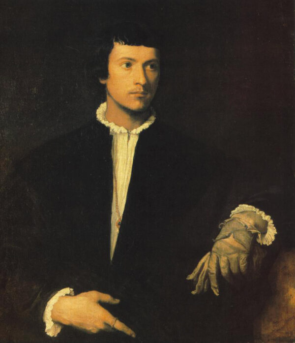 Man with Gloves by Titian, hand-painted oil painting reproduction