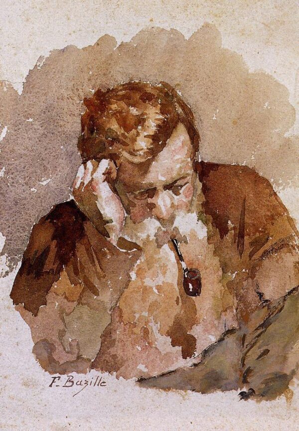 Man with a Pipe by Jean Frédéric Bazille, hand-painted oil painting reproduction