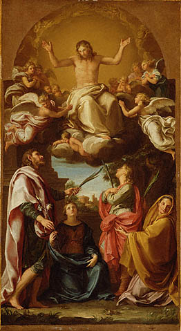 Christ with Saints Julian and Basilissa, Celsus and Marcionilla by Pompeo Batoni, hand-painted oil reproduction
