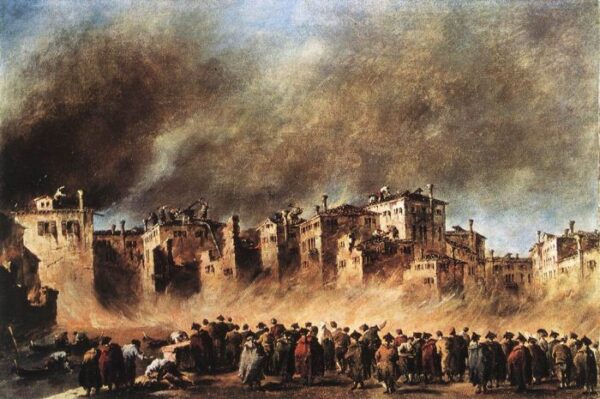 Fire in the Oil Depot at San Marcuola by Francesco Guardi, hand-painted oil painting reproduction