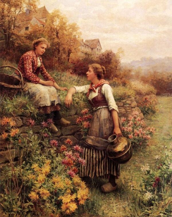 Marie and Diane by Daniel Ridgway Knight, hand-painted oil painting reproduction