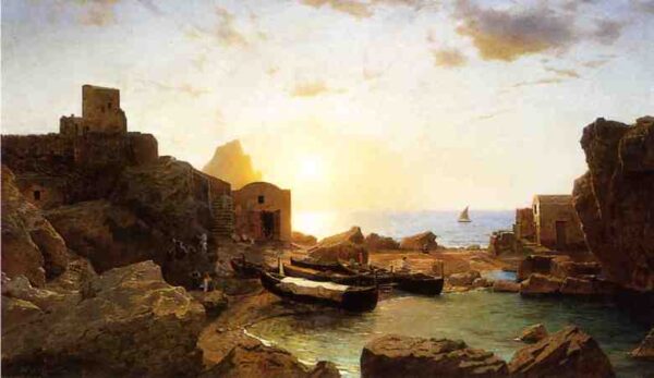 Marina Piccola, Capri by William Stanley Haseltine, hand-painted oil painting reproduction