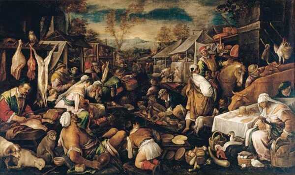 Market Scene by Francesco Bassano, hand-painted oil painting reproduction