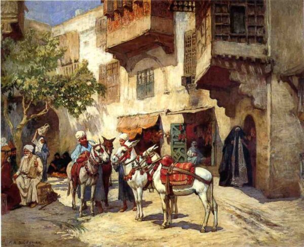 Marketplace in North Africa by Frederick Arthur Bridgman, hand-painted oil reproduction