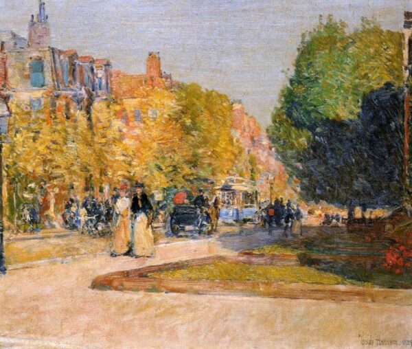 Marlborough Street, Boston by Frederick Childe Hassam, hand-painted oil painting reproduction
