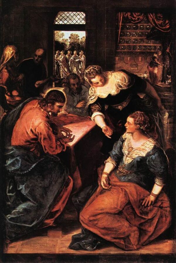 Christ in the House of Mary and Martha by Tintoretto, hand-painted oil painting reproduction