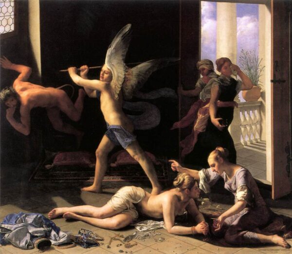 Martha Rebuking Mary for her Vanity by Guido Cagnacci, hand-painted oil painting reproduction