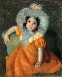 Child In Orange Dress by Mary Cassatt, hand-painted oil painting reproduction