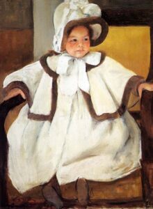 Ellen Mary Cassatt In A White Coat by Mary Cassatt, hand-painted oil painting reproduction