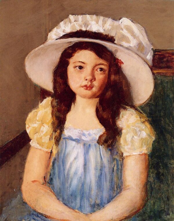 Francoise Wearing a Big White Hat by Mary Cassatt, hand-painted oil painting reproduction