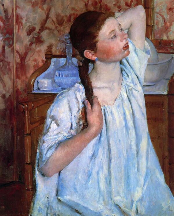 Girl Arranging Her Hair by Mary Cassatt, hand-painted oil painting reproduction