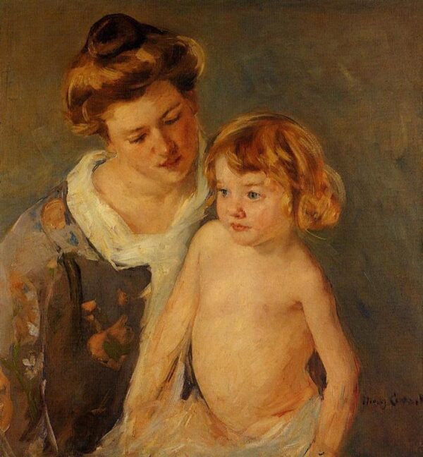 Jules Standing by His Mother by Mary Cassatt, hand-painted oil painting reproduction