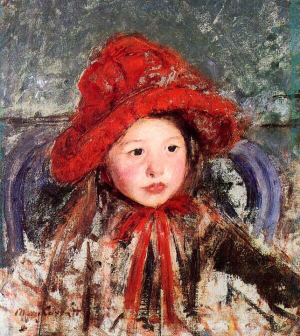 Little Girl in a Large Red Hat by Mary Cassatt, hand-painted oil painting reproduction