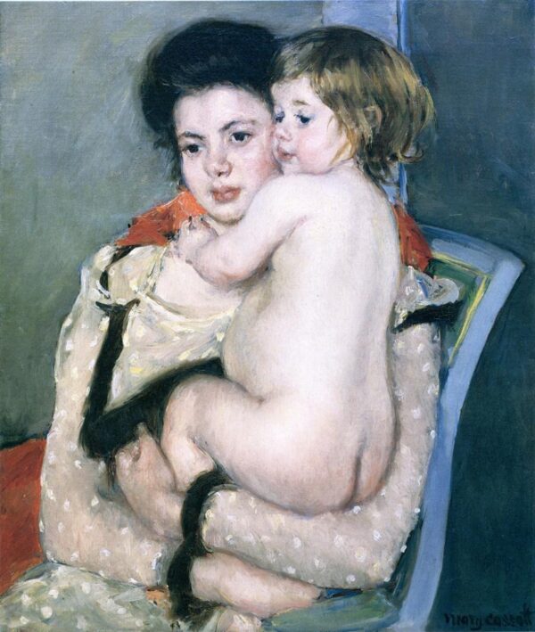 Reine Lefebvre Holding a Nude Baby by Mary Cassatt, hand-painted oil painting reproduction