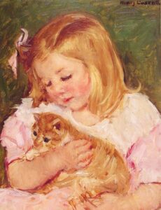 Sara Holding A Cat by Mary Cassatt, hand-painted oil painting reproduction