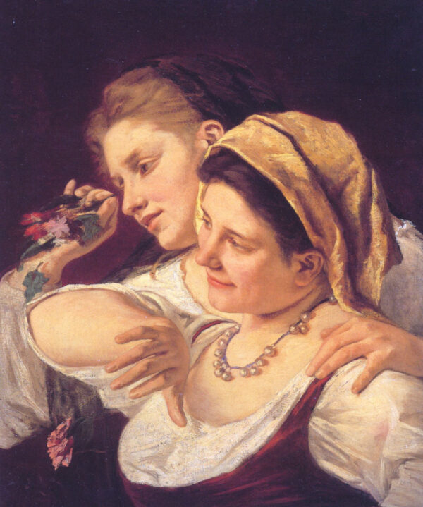 Two Women Throwing Flowers During Carnival by Mary Cassatt, hand-painted oil painting reproduction