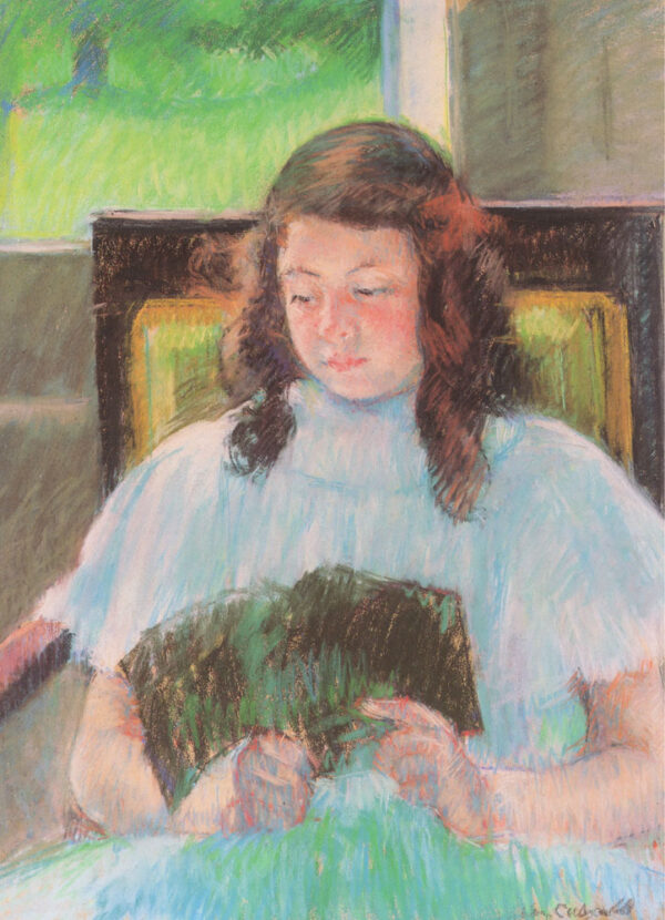 Young Girl Reading by Mary Cassatt, hand-painted oil painting reproduction