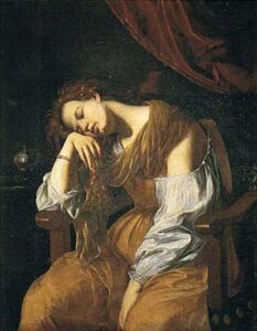Mary Magalene as Melancholy by Artemisia Gentileschi, hand-painted oil painting reproduction