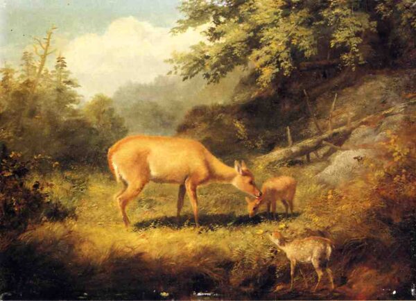 Maternal Affection by Arthur Fitzwilliam Tait, hand-painted oil reproduction