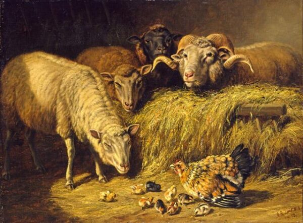 Maternal Solicitude by Arthur Fitzwilliam Tait, hand-painted oil painting reproduction