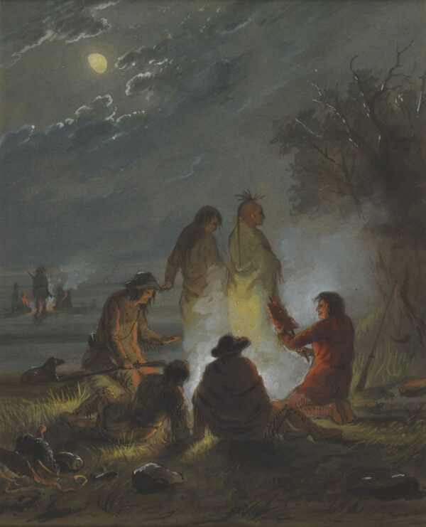 Camp Fire, Preparing the Evening Meal by Alfred Jacob Miller, hand-painted oil painting reproduction