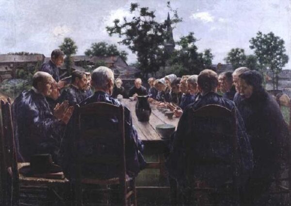 Meal at the Burial by Léon Frédéric, hand-painted oil painting reproduction