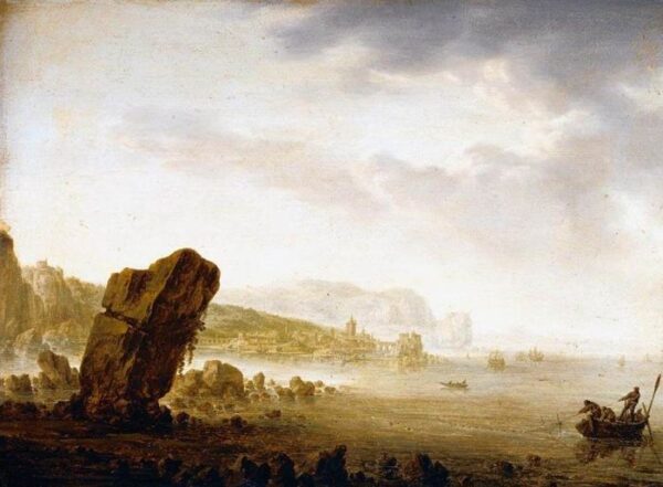 Mediterranean Coastal Scene by Herman Saftleven, hand-painted oil painting reproduction