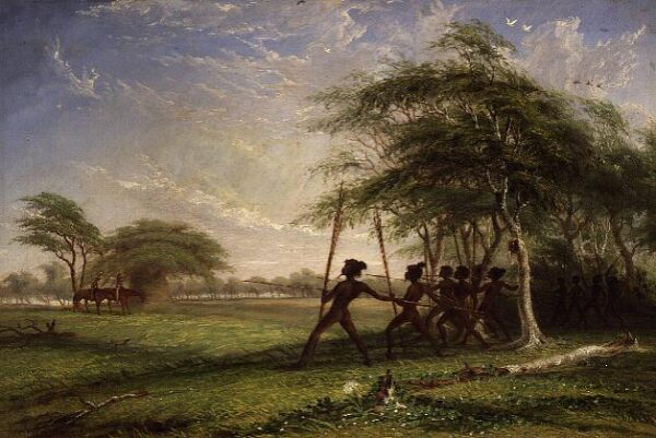 Meeting with hostile natives 1855 by Thomas Baines, hand-painted oil reproduction