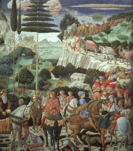 Procession Of The Magus Melchior by Benozzo Gozzoli, hand-painted oil painting reproduction