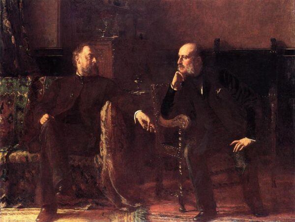 The Funding Bill – Portrait of Two Men by Eastman Johnson, hand-painted oil painting reproduction