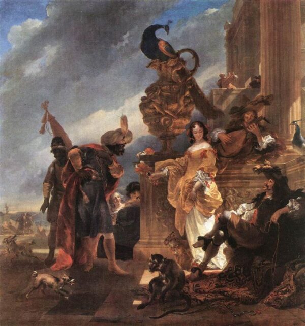Merchant Receiving a Moor in the Harbour by Nicolaes Berchem, hand-painted oil painting reproduction
